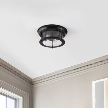Lauren 13.25" Metal/Glass LED Flush Mount - JONATHAN Y